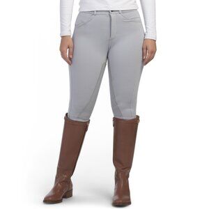 FITS Dove Grey Equine Full Seat Leather Breech Pants